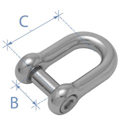 D shackle w/ inter. Hexagonal sink pin, AISI 316, Diam. 8mm