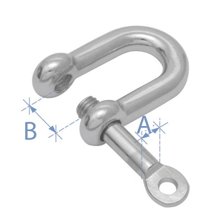 D Shackle, w/locking pin, AISI 316,  ø8mm
