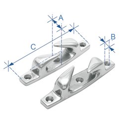 Skene Chocks, Left, Inox 316, 115mm (4,5”), Rope Ø 10mm