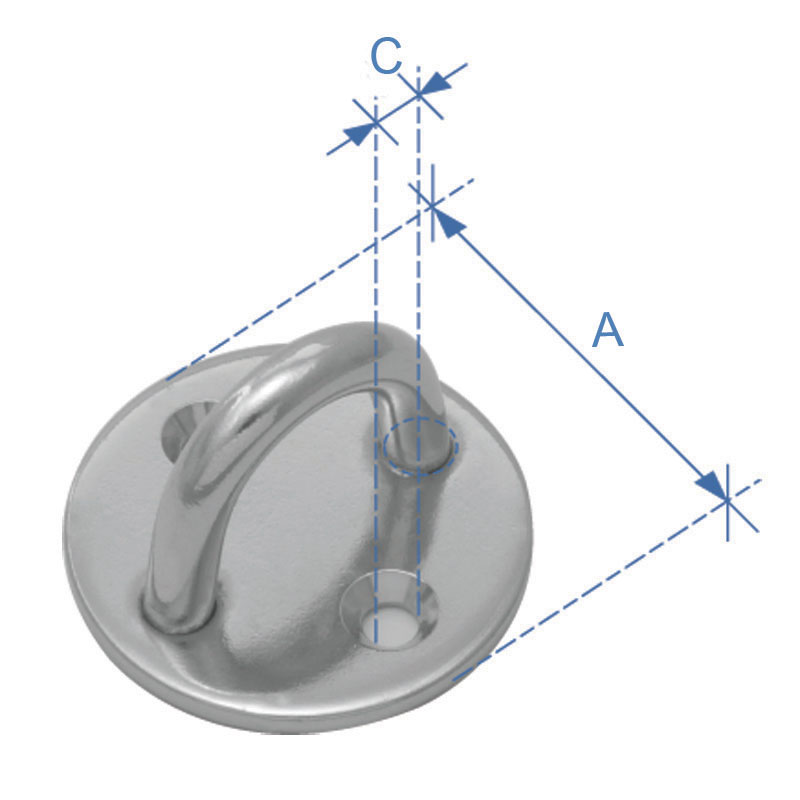 Round Pad, Hook Type, Inox, ø6mm
